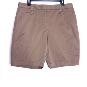 Lands End Brown Fit 2 Casual Flat Front High Rise Chino Shorts Women's Size 12